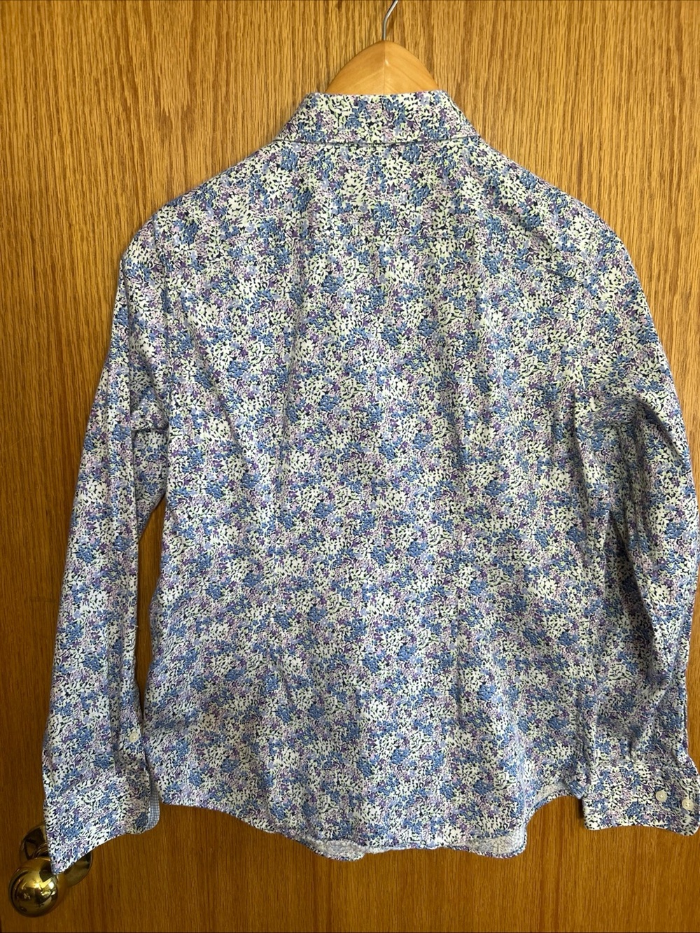 Chaps Blouse Shirt Top Floral No Iron Button Bloomcore Mature Blue Fairycore S/P - Picture 3 of 9